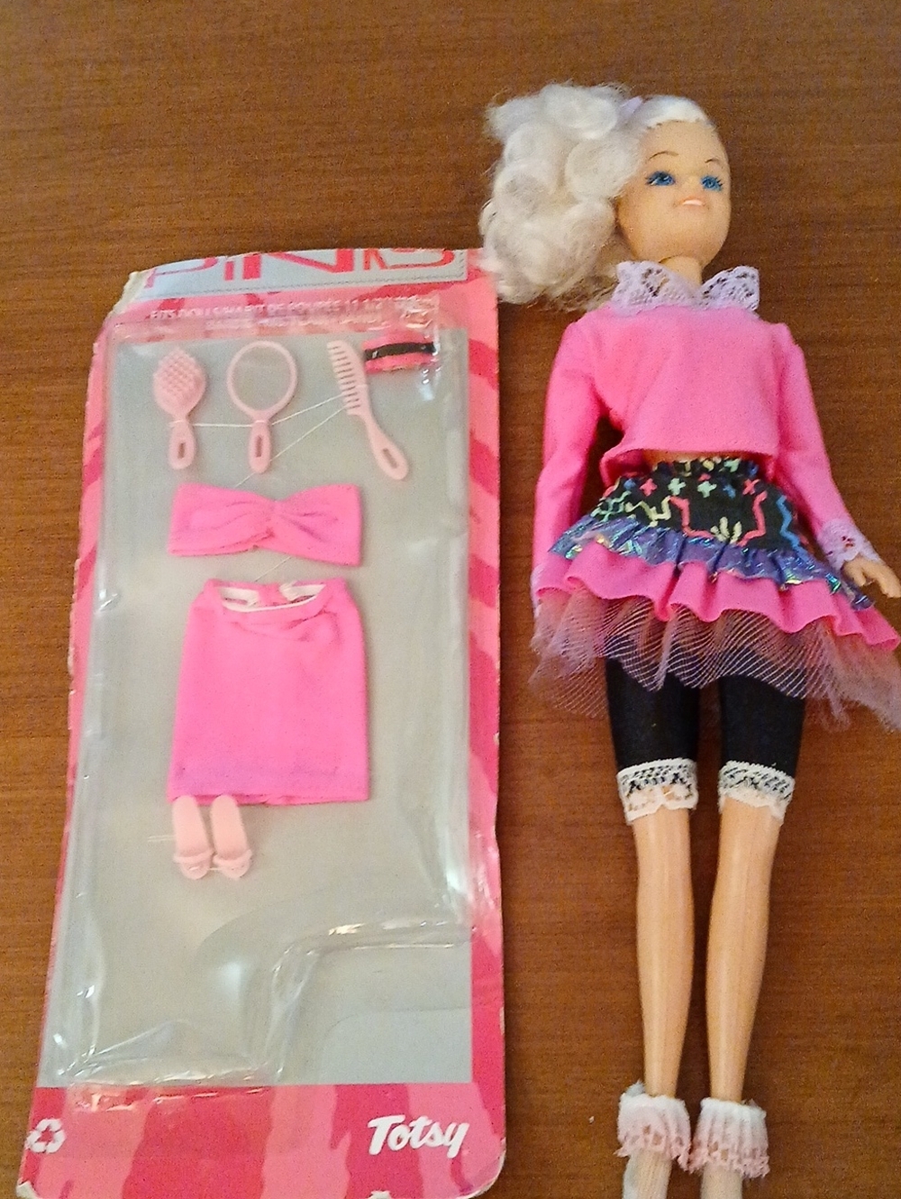 Retro Vintage 1987 Totsy Fashion Doll Outfit Set - Pink Accessories Included
